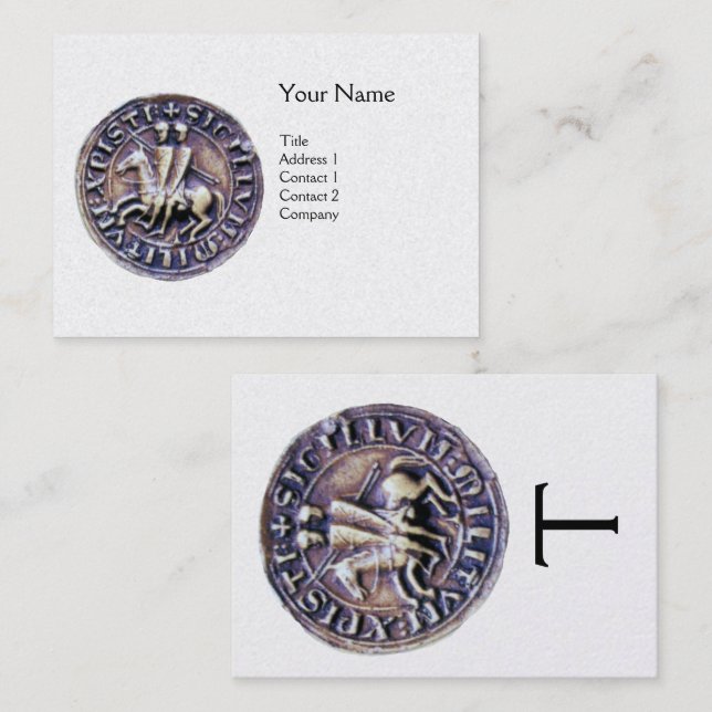 SIEGEL DER KNIGHTS TEMPLAR MONOGRAMM White Pearl Visitenkarte (Vorne/Hinten)