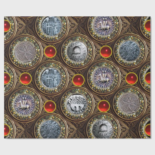 SIEGEL DER KNIGHTS TEMPLAR Red Ruby Gems Geschenkpapier (Flach)
