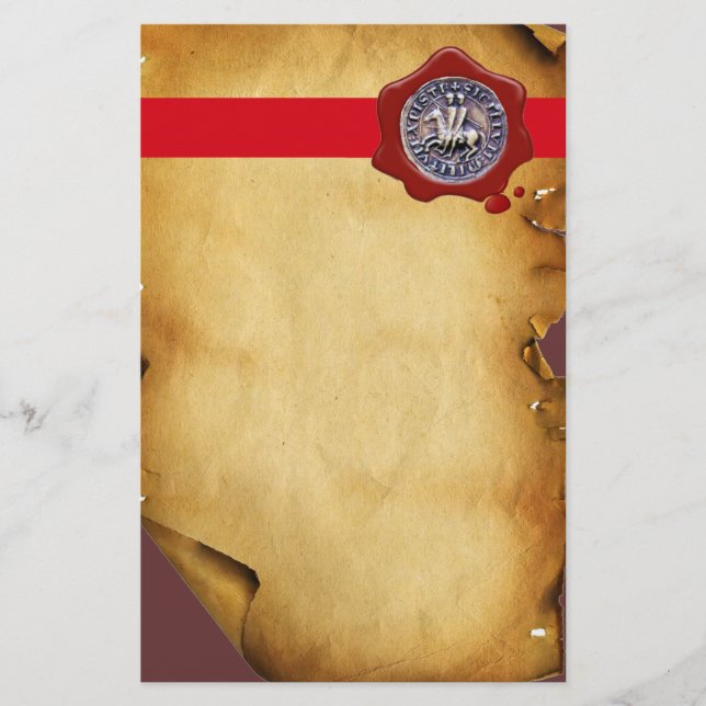SIEGEL DER KNIGHTS TEMPLAR, Red Wax, Pergament Briefpapier (Vorderseite)