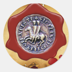 SIEGEL DER KNIGHTS TEMPLAR, Red Wax, Pergament Runder Aufkleber
