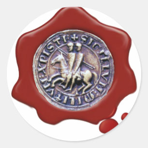 SIEGEL DER KNIGHTS TEMPLAR, Red Wax, White Runder Aufkleber