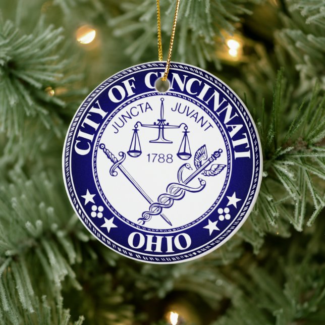 Siegel der Stadt Cincinnati, Ohio Keramik Ornament (Baum)