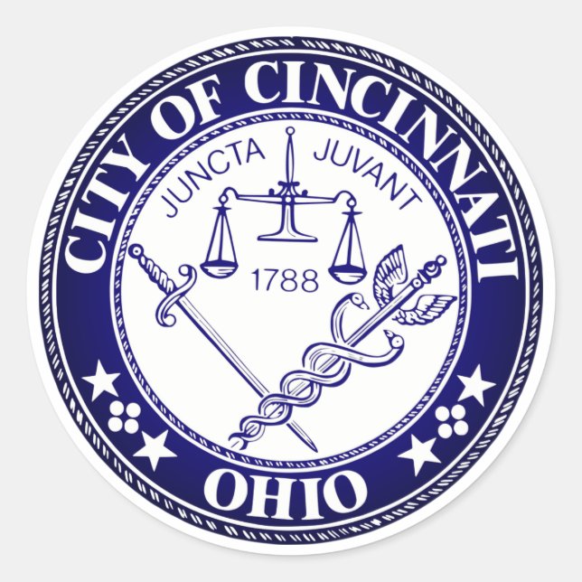 Siegel der Stadt Cincinnati, Ohio Runder Aufkleber (Vorderseite)