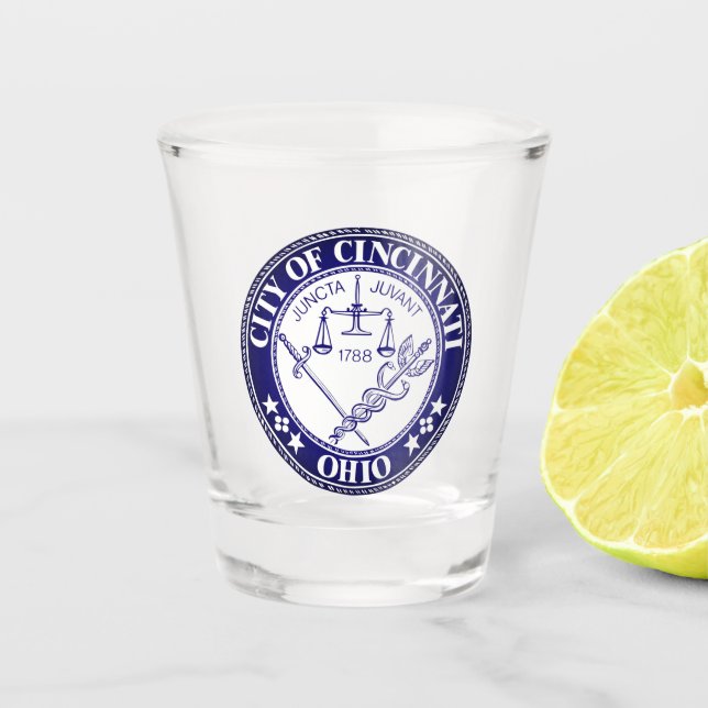 Siegel der Stadt Cincinnati, Ohio Shot Glass Schnapsglas (Vorderseite)