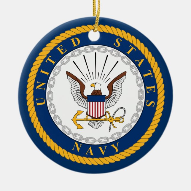 SIEGEL der US-Marine Fan Merch Navy Personalisiert Keramik Ornament (Vorne)