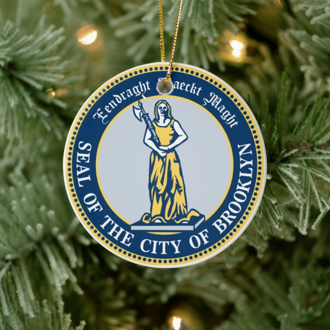 Siegel des Bezirks Brooklyn, New York Keramik Ornament (Baum)