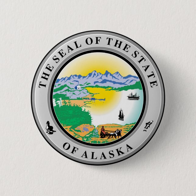 Siegel des Staat Alaska USA Button (Vorderseite)
