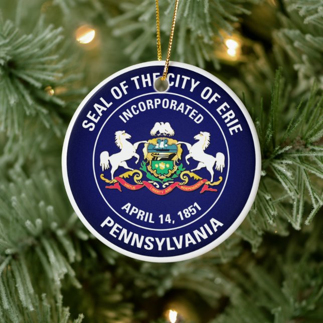 Siegel Erie, Pennsylvania Keramik Ornament (Baum)