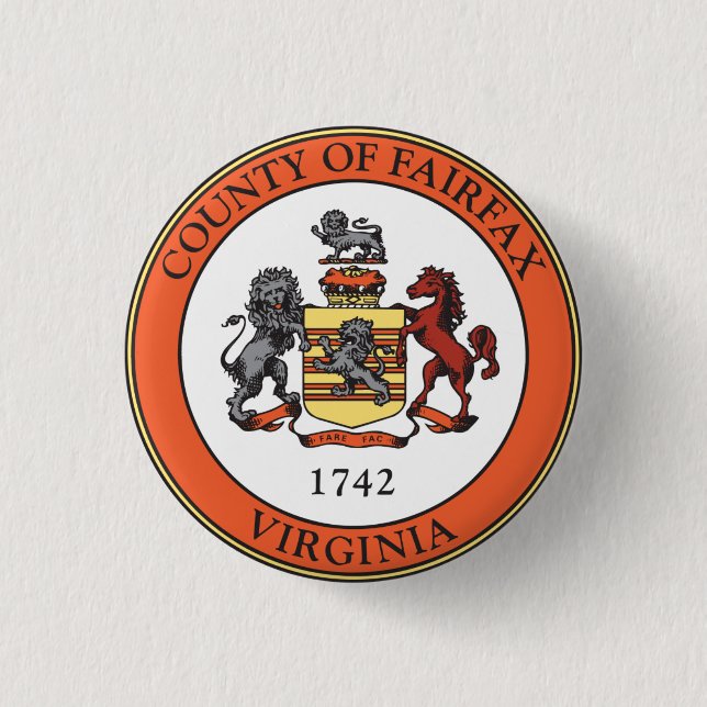 Siegel Fairfax Landkreis, Virginia Button (Vorderseite)