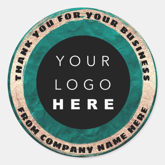 Siegel für benutzerdefinierte Logo-Namen Aquamarin Runder Aufkleber (Vorderseite)