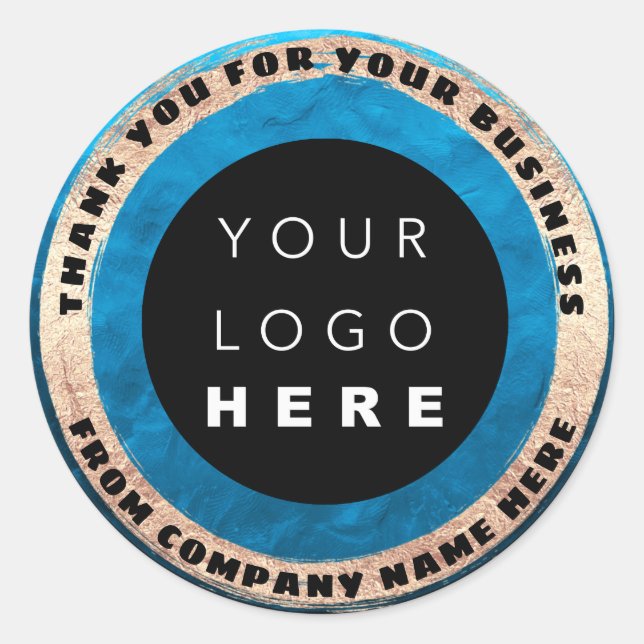Siegel für benutzerdefinierte Logo-Namen Gold Blue Runder Aufkleber (Vorderseite)