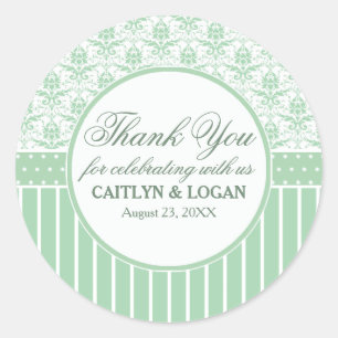 Siegel für die Gastgeschenk Hochzeit "Green White  Runder Aufkleber
