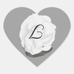 Siegel für die Hochzeit von Rosen, Monogramm-Aufkl Herz-Aufkleber