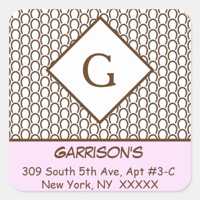 Siegel für die Rücksendeadresse auf dem Hufeisenpl Quadratischer Aufkleber (Vorderseite)