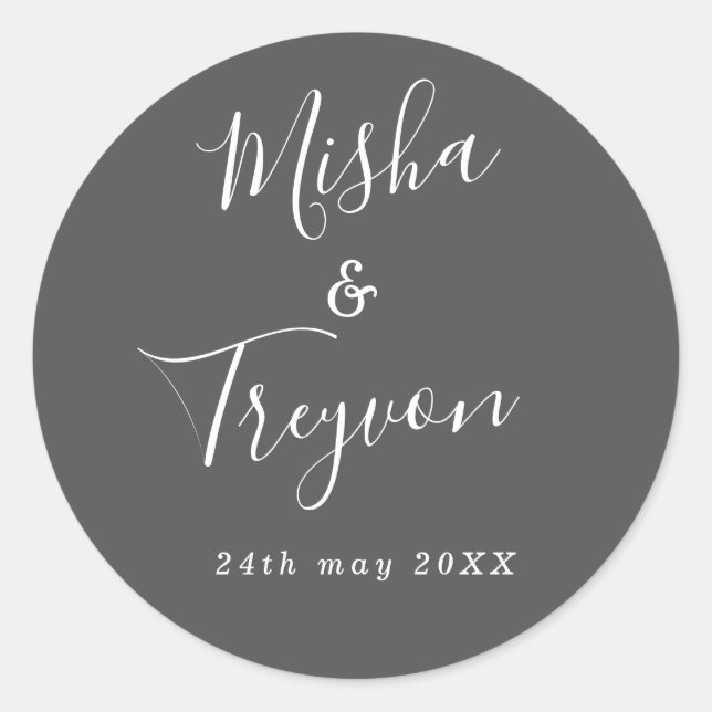 Siegel für einfache graue typografische Gastgesche Runder Aufkleber (Vorderseite)