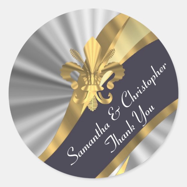 Siegel für Hochzeiten in Silber, Gold und Schwarz Runder Aufkleber (Vorderseite)