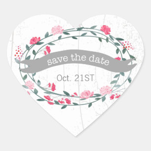 Siegel für Hochzeitsfeiern in Aquarellfarbe Rosa u Herz-Aufkleber