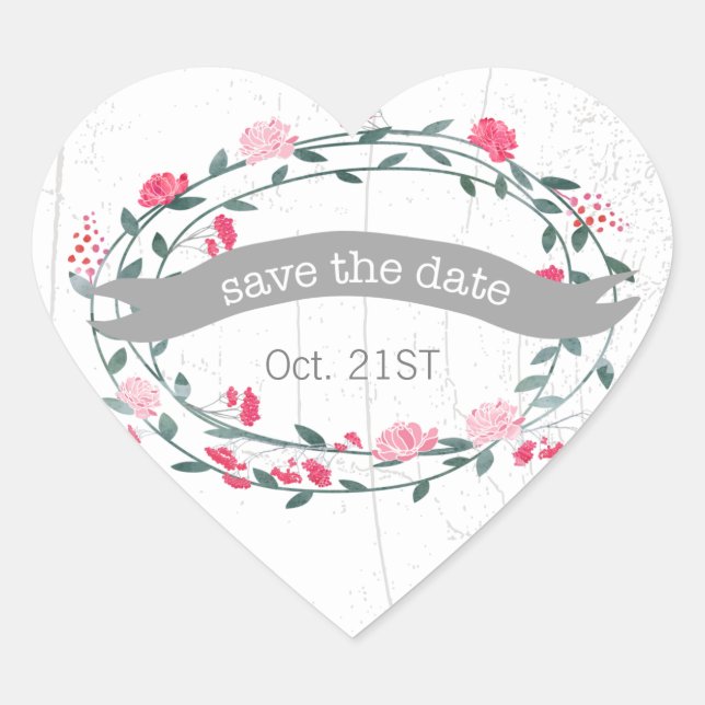 Siegel für Hochzeitsfeiern in Aquarellfarbe Rosa u Herz-Aufkleber (Vorderseite)