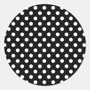 Siegel für schwarze und weiße Retro-Polka-Punktmus Runder Aufkleber