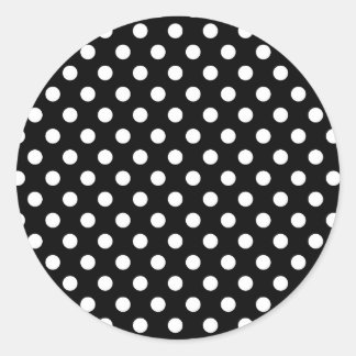 Siegel für schwarze und weiße Retro-Polka-Punktmus Runder Aufkleber
