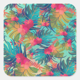 Siegel für tropische Wasserfarbenaufkleber Quadratischer Aufkleber