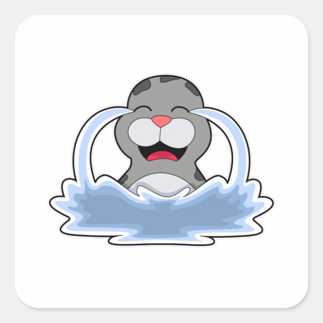 Siegel im Wasser Quadratischer Aufkleber (Vorderseite)