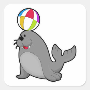 Siegel im Wassersport mit Wasserpolo Quadratischer Aufkleber