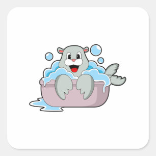 Siegel in der Badewanne Quadratischer Aufkleber
