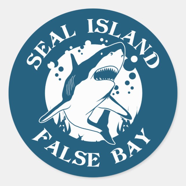 Siegel Island False Bay - Scuba Diving with Haie Runder Aufkleber (Vorderseite)