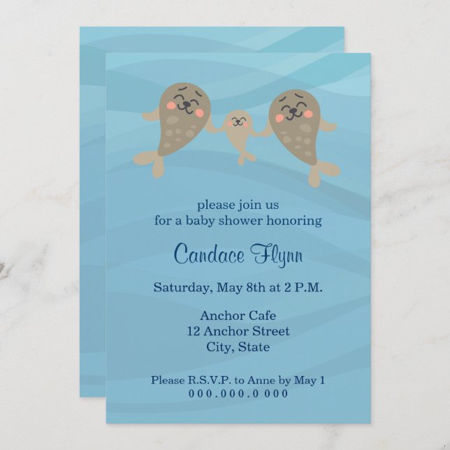 Siegel Kinderdusche Einladung (Vorne/Hinten)