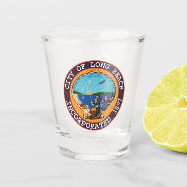 Siegel Long Beach, Kalifornien Schnapsglas (Vorderseite)