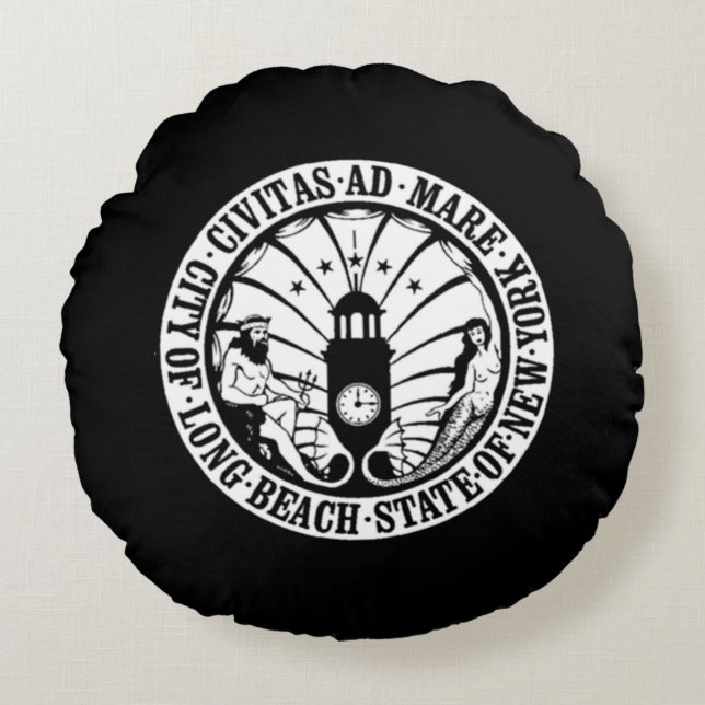 Siegel Long Beach, New York Rundes Kissen (Vorderseite)