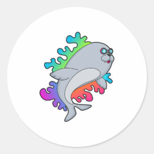 Siegel mit Brille Runder Aufkleber