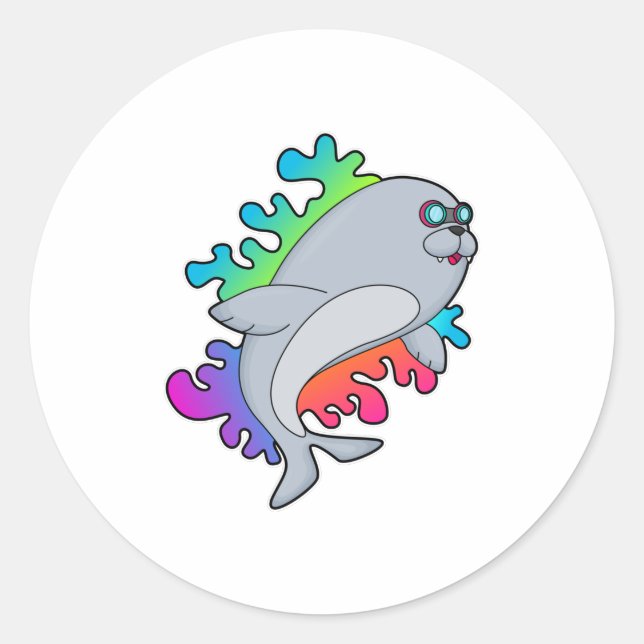 Siegel mit Brille Runder Aufkleber (Vorderseite)