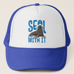Siegel mit Coolem Siegel mit Sonnenbrille Truckerkappe