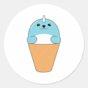 Siegel mit Eiscreme Runder Aufkleber