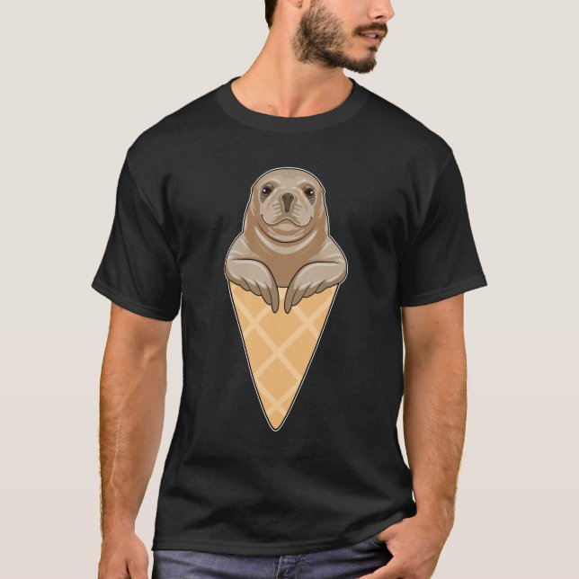 Siegel mit Eiscreme T-Shirt (Vorderseite)