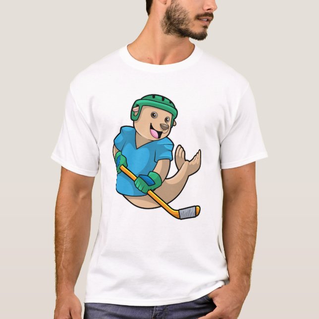 Siegel mit Eishockey und Eishockeyschläger T-Shirt (Vorderseite)