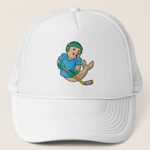 Siegel mit Eishockey und Eishockeyschläger Truckerkappe