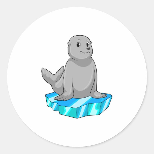 Siegel mit Eisscholle Runder Aufkleber (Vorderseite)