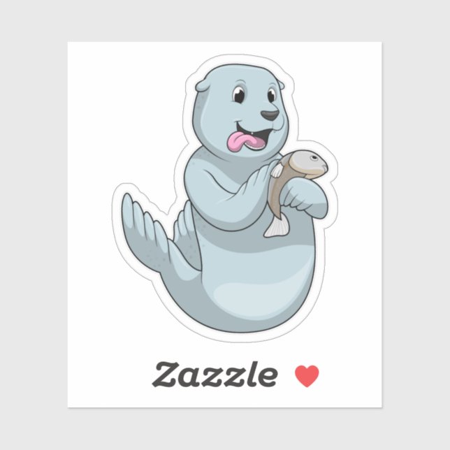 Siegel mit Fisch Aufkleber (Blatt)