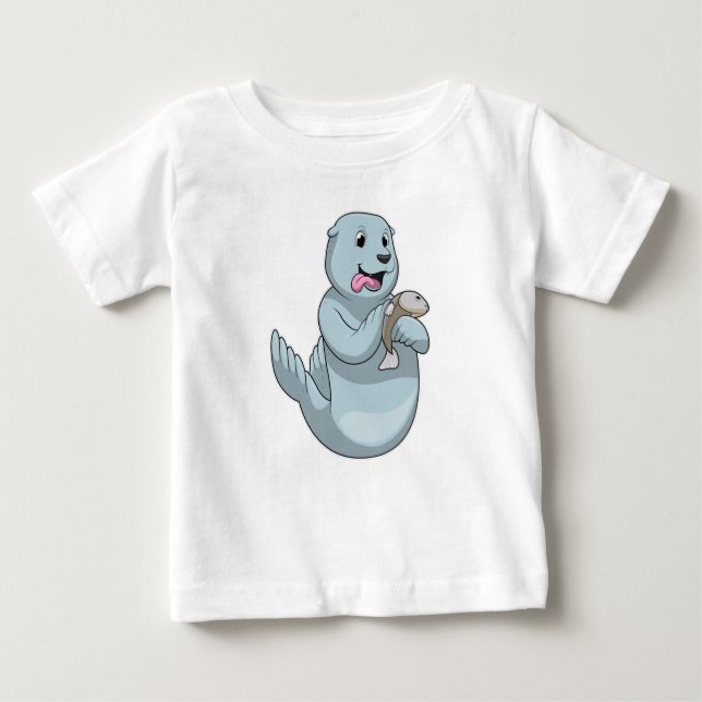 Siegel mit Fisch Baby T-shirt (Vorderseite)