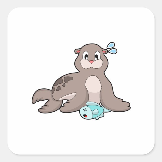 Siegel mit Fisch Quadratischer Aufkleber (Vorderseite)