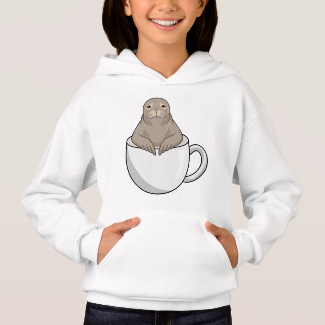 Siegel mit Kaffeetasse Hoodie (Vorderseite)