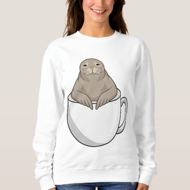 Siegel mit Kaffeetasse Sweatshirt (Vorderseite)