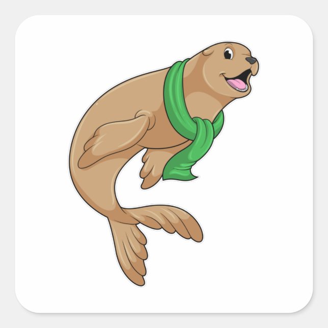 Siegel mit Scarf Quadratischer Aufkleber (Vorderseite)