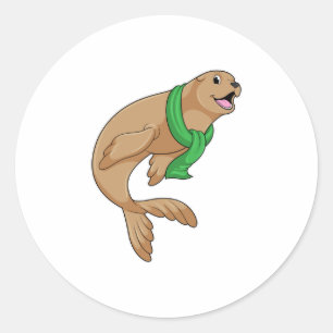 Siegel mit Scarf Runder Aufkleber