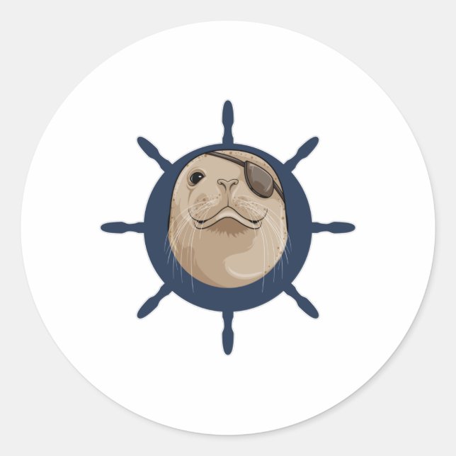 Siegel mit Schiffskruder Runder Aufkleber (Vorderseite)