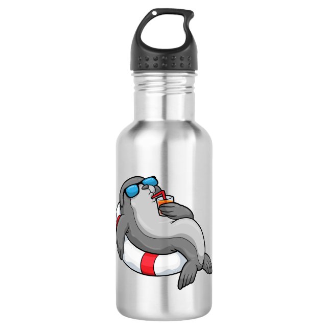 Siegel mit Swim-Ring & Drink Edelstahlflasche (Vorderseite)