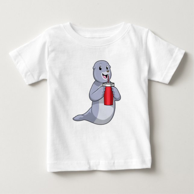 Siegel mit Trinktasse Baby T-shirt (Vorderseite)